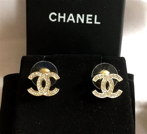 chanel logo cc earrings|authentic chanel logo stud earrings.